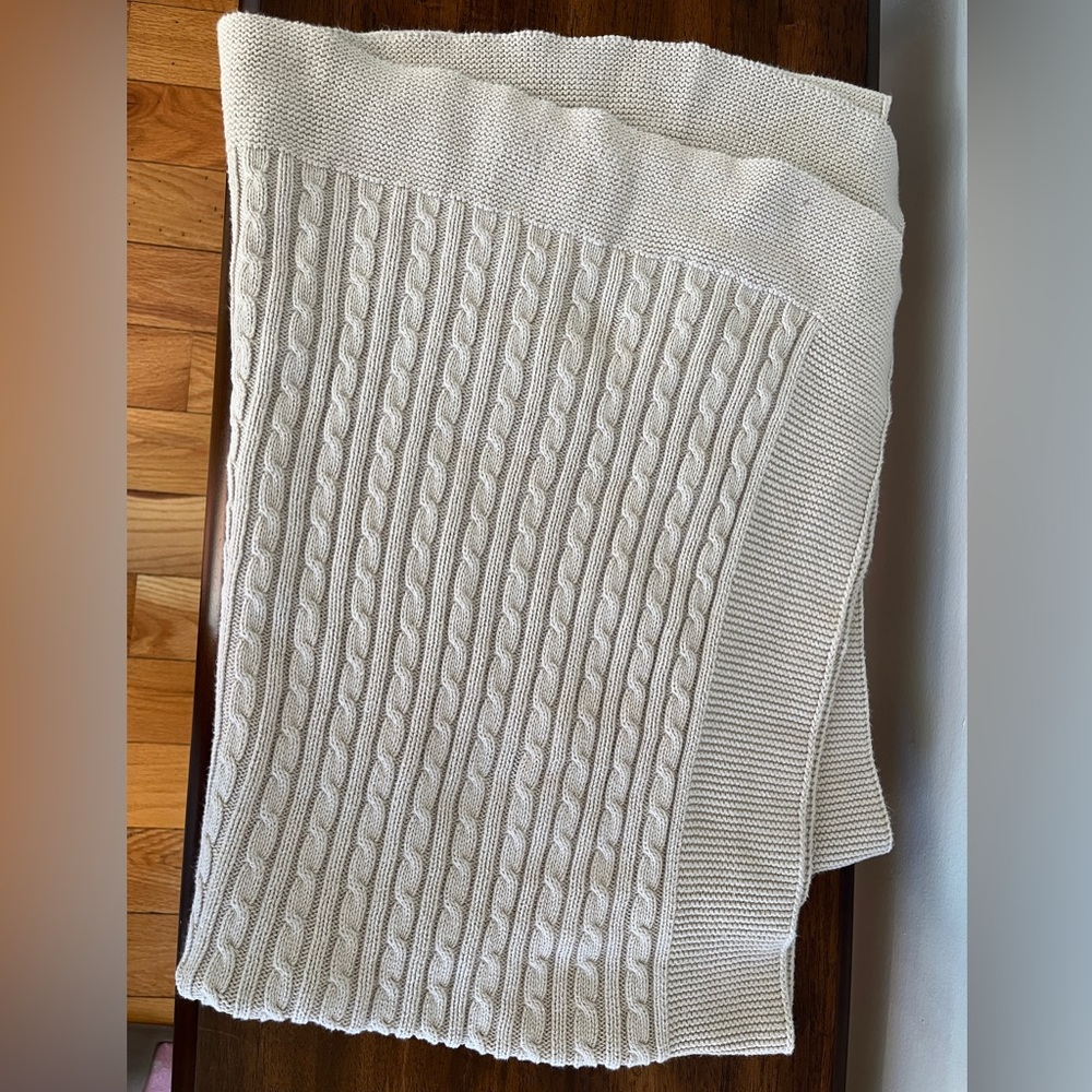 Restoration Hardware Baby &‎ Child Knit Blanket 100% Cotton Beige EUC
